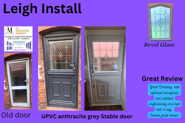 UPVC Stable door in Athracite grey with bevel glass