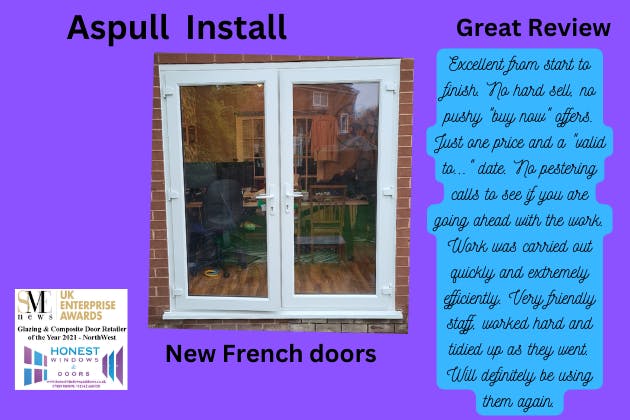 UPVC French doors with toughened A rated glass