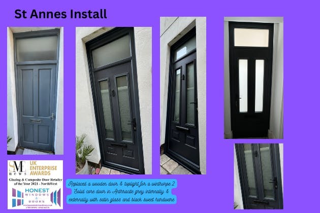 Solid Core Winthorpe 2 door with Satin glazing and top light, black sweet hardware & ultion cylinder as standard