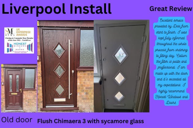 Flush Chimaera 3 with sycamore glass, long bar off set handle