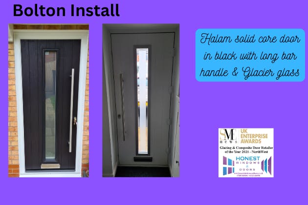 Halam solid core door in Black with long bar handle & Ultion cylinder as standard