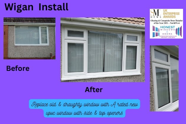 Replacement window with new A rated glass